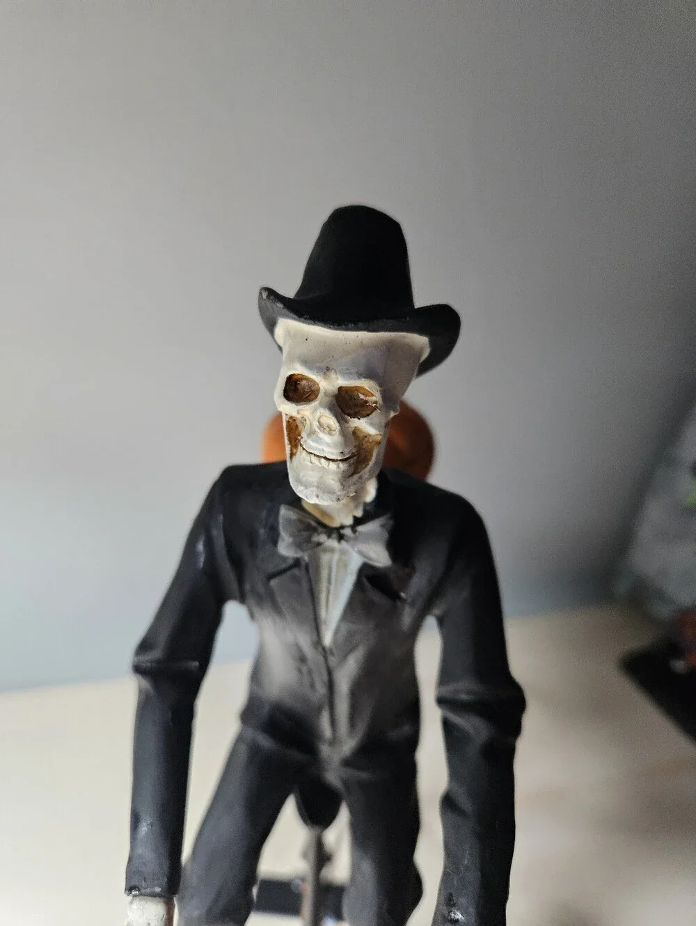 Authentique Spooky Night Skeleton Riding Bicycle Halloween Decor - NWT